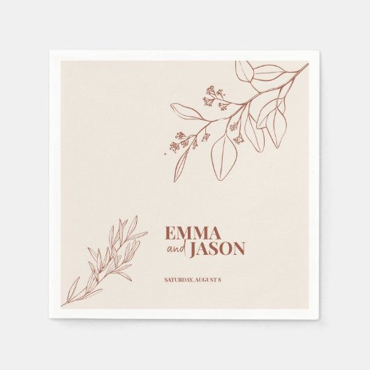 Boho Floral Wedding Napkins Serviette (Vorderseite)