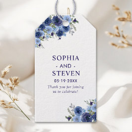 Boho Floral Wedding – Navy Blue Flowers Geschenkanhänger