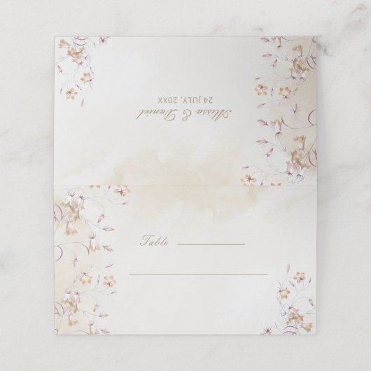 Boho Floral Wedding Platzkarte (Außenseite Aufgefaltet)