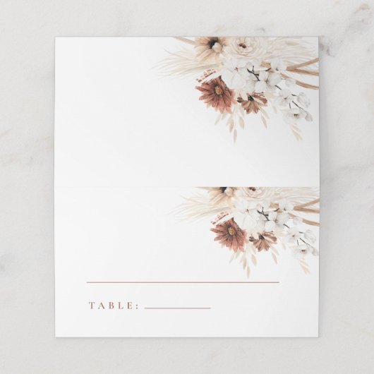 Boho Floral Wedding Platzkarten (Außenseite Aufgefaltet)