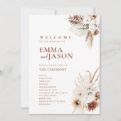 Boho Floral Wedding Program Einladung (Vorderseite)