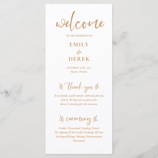 Boho Floral Wedding Program Menükarte (Vorderseite)