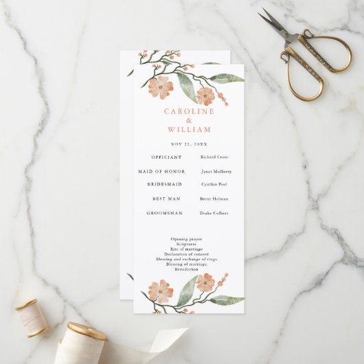 Boho Floral Wedding Programm (Vorderseite/Rückseite Beispiel)