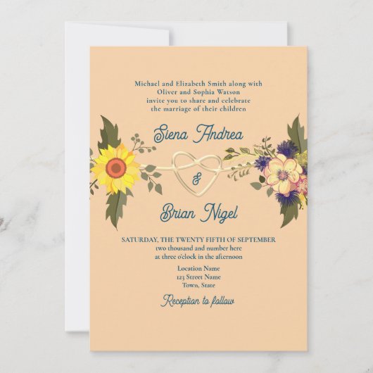 Boho Floral Wedding QR Code Einladung (Vorderseite)