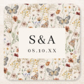 Boho Floral Wedding Rechteckiger Pappuntersetzer (Vorderseite)