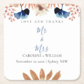 Boho Floral Wedding Rechteckiger Pappuntersetzer (Vorderseite)