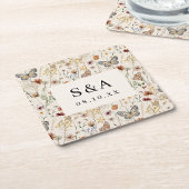 Boho Floral Wedding Rechteckiger Pappuntersetzer