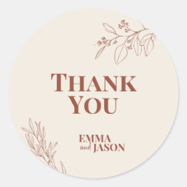 Boho Floral Wedding Round Sticker