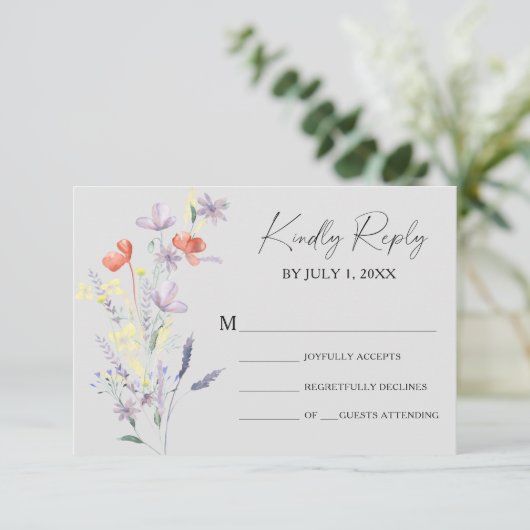 Boho Floral Wedding RSVP Card (Stehend Vorderseite)