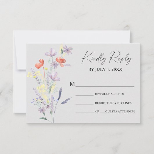 Boho Floral Wedding RSVP Card Karte (Vorderseite)