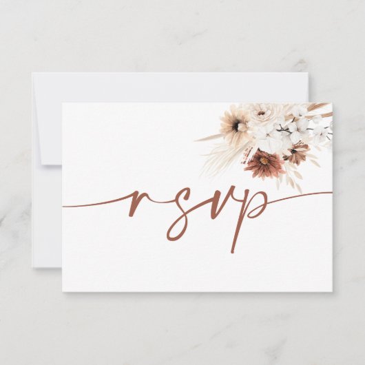 Boho Floral Wedding RSVP Card mit QR Code Mitteilungskarte (Vorderseite)
