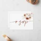 Boho Floral Wedding RSVP Card mit QR Code Mitteilungskarte (Vorderseite/Rückseite Beispiel)