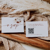 Boho Floral Wedding RSVP Card mit QR Code Mitteilungskarte