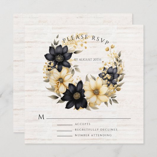 Boho Floral Wedding RSVP Flat Card (Vorne/Hinten)
