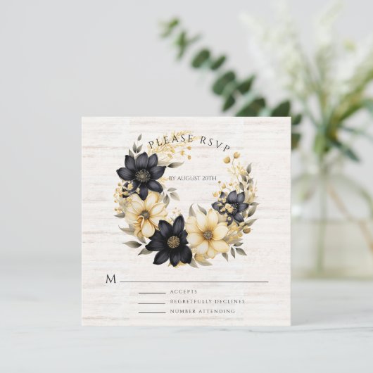Boho Floral Wedding RSVP Flat Card (Stehend Vorderseite)