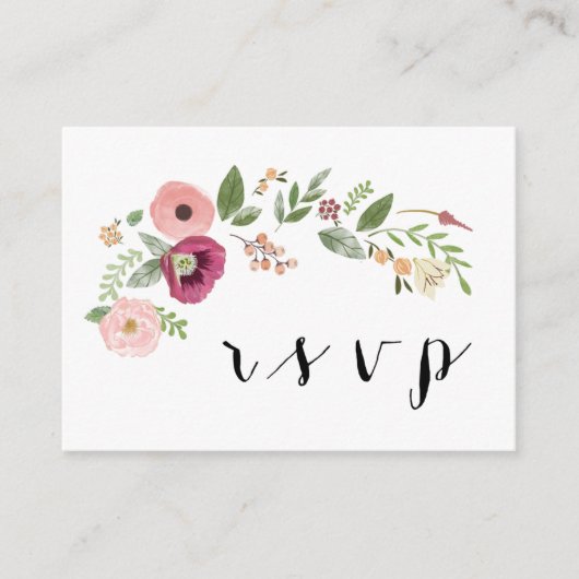Boho Floral Wedding RSVP QR Code Response Card Begleitkarte (Vorderseite)