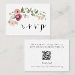 Boho Floral Wedding RSVP QR Code Response Card Begleitkarte