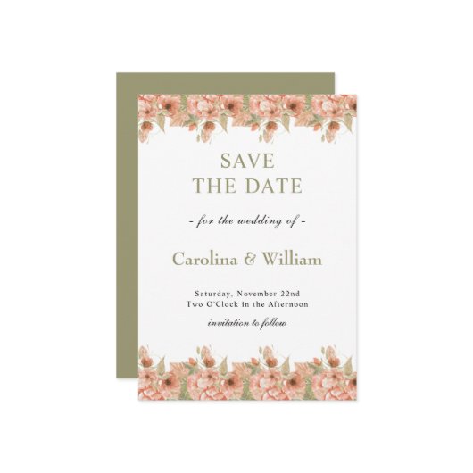 Boho Floral Wedding Save The Date (Vorderseite/Rückseite Beispiel)