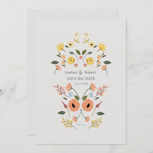 Boho Floral Wedding Save the Date (Vorne/Hinten)
