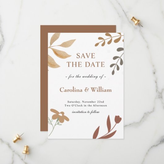 Boho Floral Wedding Save The Date (Vorderseite/Rückseite Beispiel)