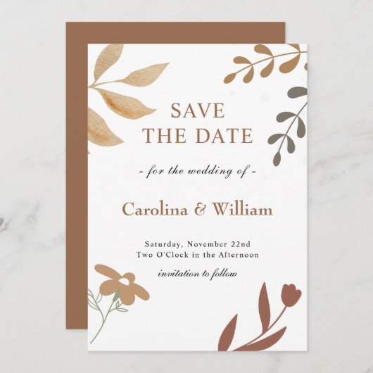 Boho Floral Wedding Save The Date (Vorne/Hinten)