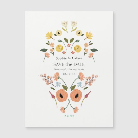 Boho Floral Wedding Save the Date Magnetkarte (Vorderseite)