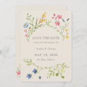 Boho Floral Wedding Save the Date with QR Code (Vorne/Hinten)