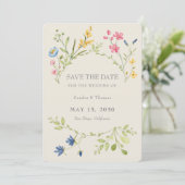 Boho Floral Wedding Save the Date with QR Code (Stehend Vorderseite)