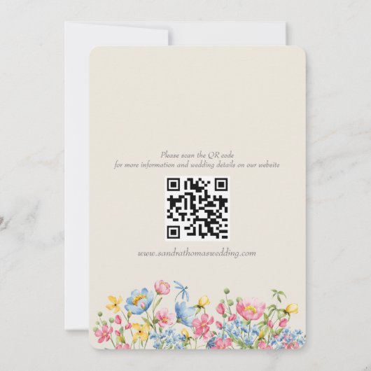 Boho Floral Wedding Save the Date with QR Code (Rückseite)