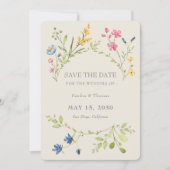 Boho Floral Wedding Save the Date with QR Code (Vorderseite)