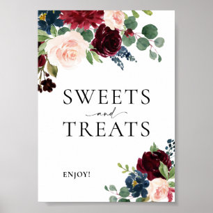 Boho Floral Wedding Sign - Süße und Leckereien Poster