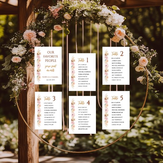 Boho Floral Wedding Table Gästekarte Programm