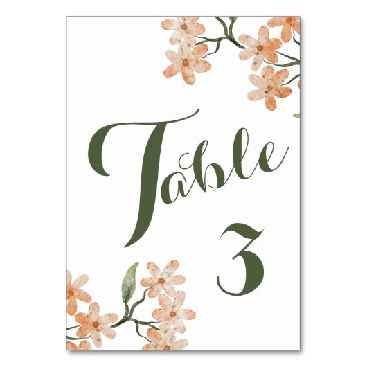 Boho Floral Wedding Tischnummer (Rückseite)