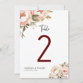 Boho Floral Wedding Tischnummern (Vorderseite)