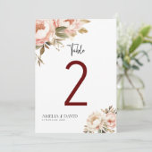 Boho Floral Wedding Tischnummern (Stehend Vorderseite)