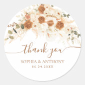 Boho Floral Wedding Vielen Dank Runder Aufkleber (Vorderseite)
