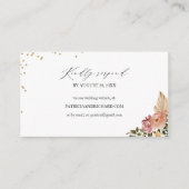 Boho Floral Wedding Website Online RSVP Card Begleitkarte (Vorderseite)