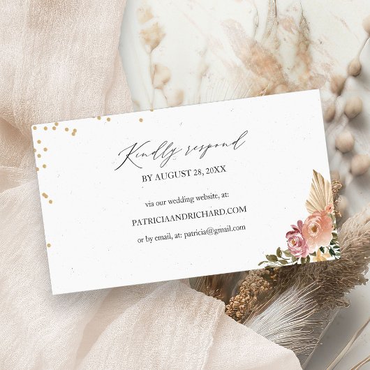 Boho Floral Wedding Website Online RSVP Card Begleitkarte