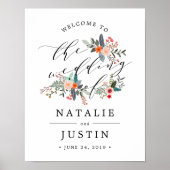 Boho Floral Wedding Welcome Sign Poster (Vorne)