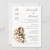 Boho floral wedding with rings  einladung (Vorderseite)