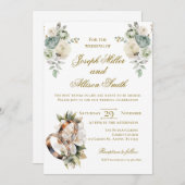 Boho floral wedding with rings einladung (Vorne/Hinten)