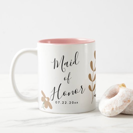 Boho Floral Wedding Zweifarbige Tasse (Mit Donut)