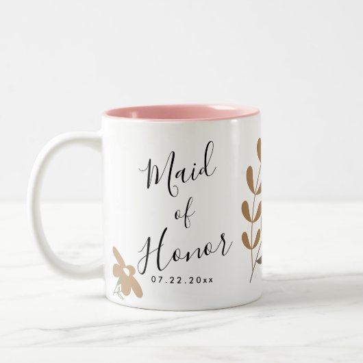Boho Floral Wedding Zweifarbige Tasse (Links)