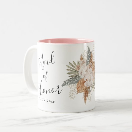 Boho Floral Wedding Zweifarbige Tasse (Vorderseite Links)