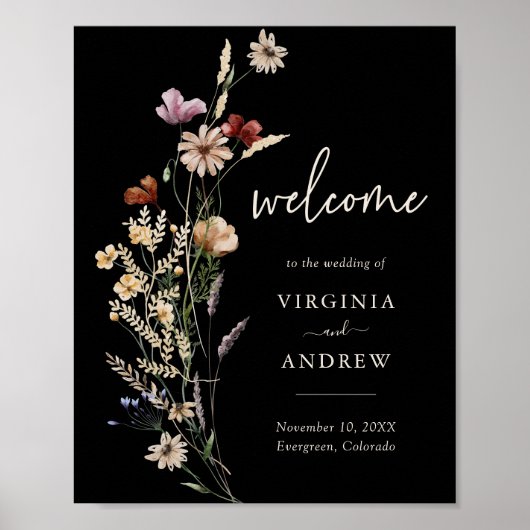 Boho Floral Welcome Wedding Poster (Vorne)