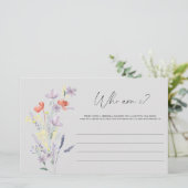 Boho Floral Wer bin ich Brautparty Briefpapier (Stehend Vorderseite)