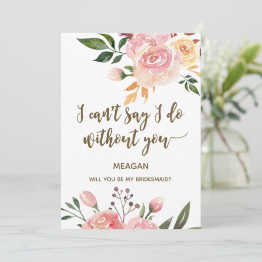 Boho floral werden Sie meine Bridesmaid-Karte Einladung (Stehend Vorderseite)