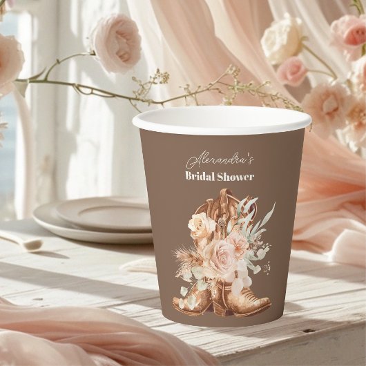Boho Floral Western Brautparty Pappbecher