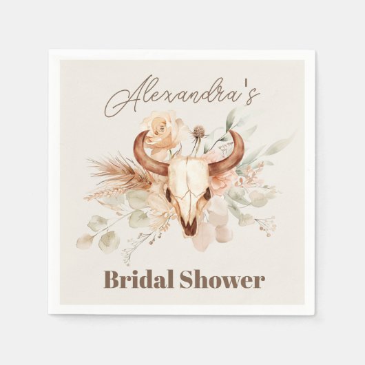 Boho Floral Western Brautparty Serviette (Vorderseite)