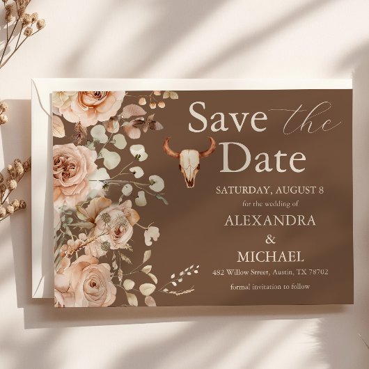 Boho floral Western Hochzeit speichern das Datum Save The Date